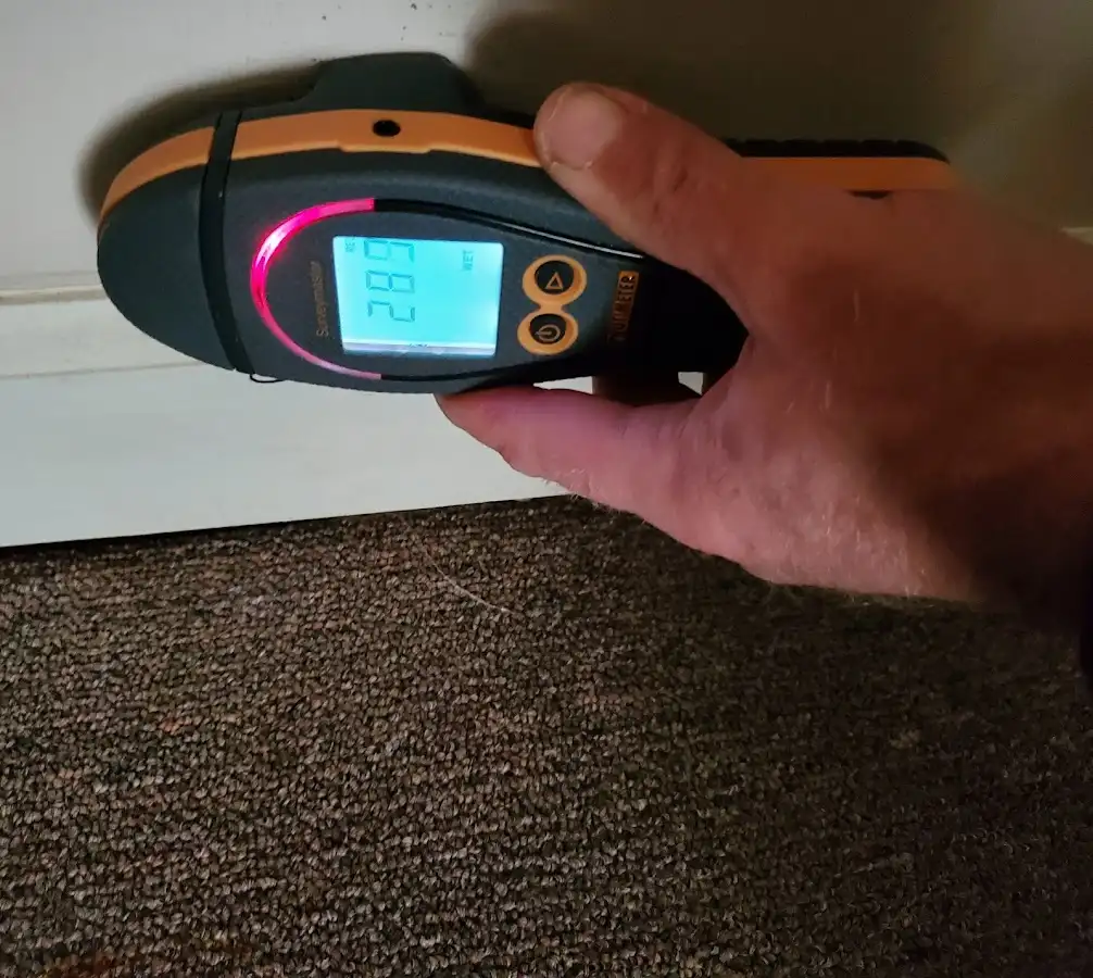 Moisture detection at baseboard during Sewage Cleanup & Sanitation in Moberly